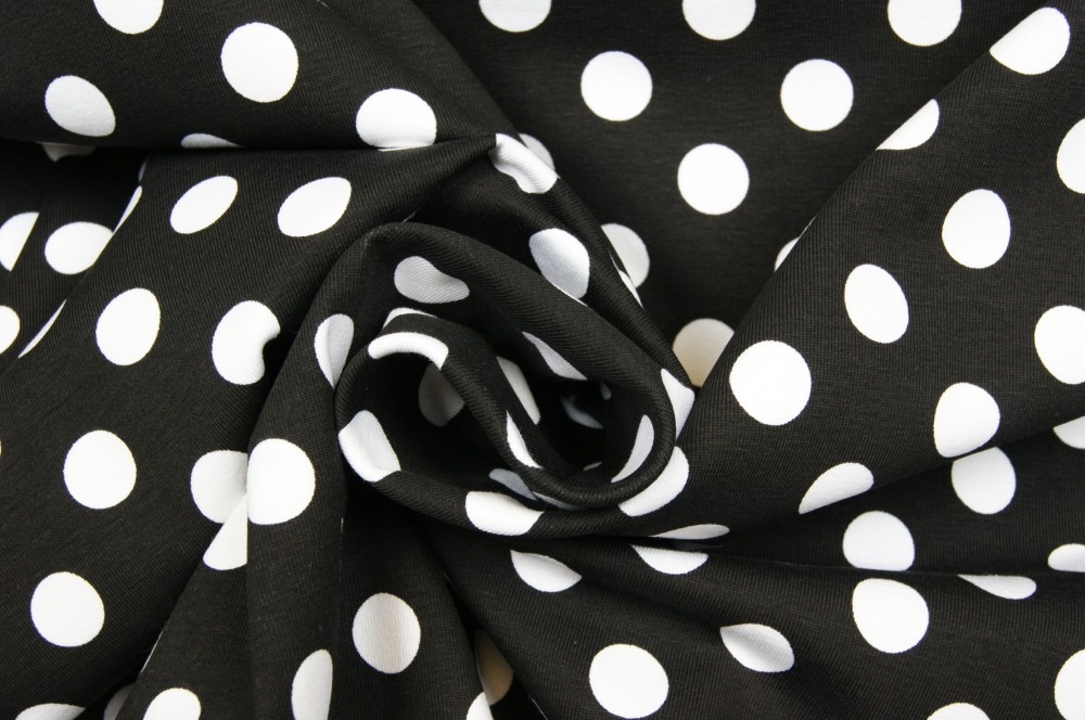 Stippen print katoenen tricot zwart