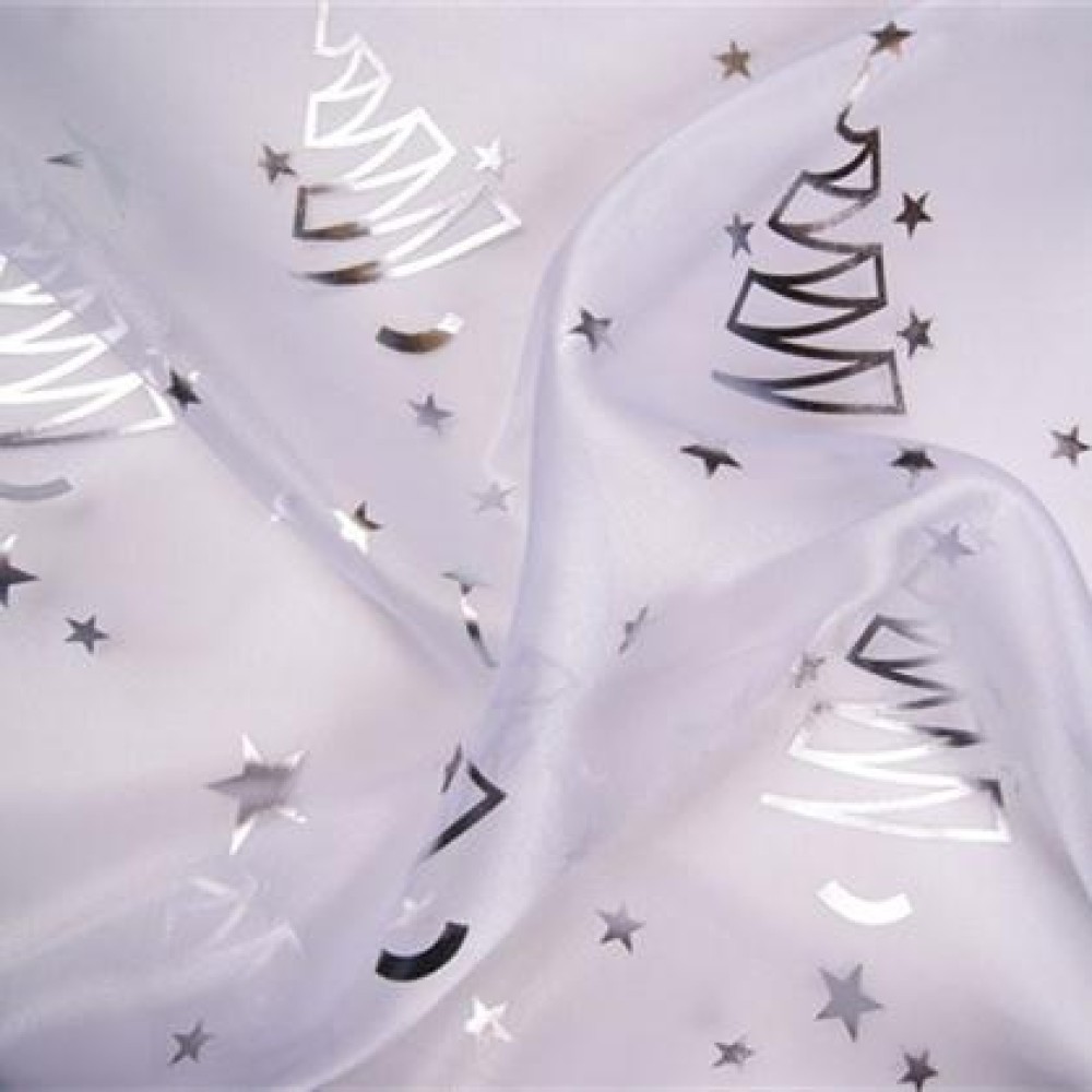 Kerststof organza zilver