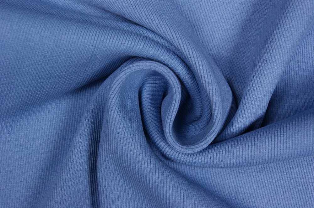 Boordstof tricot rib denim smal