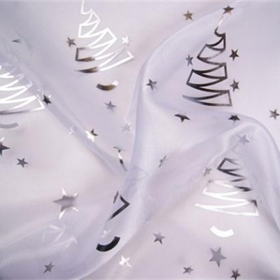 Kerststof organza zilver
